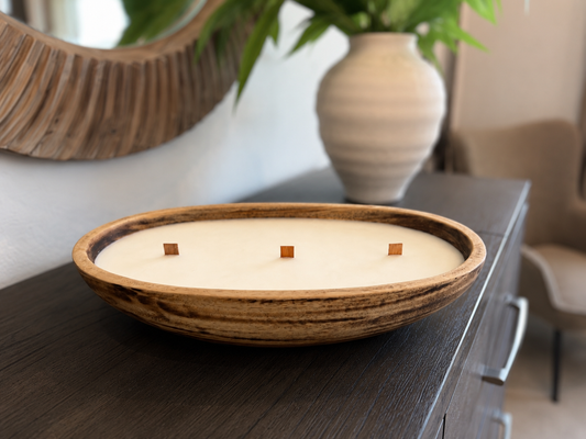 3-Wick Wooden Bowl Candle